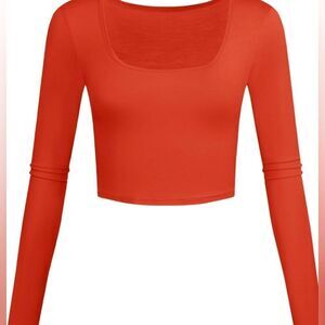 DKNY Jeans scoop Neck Crop Top za Long Sleeve Slim Fit Basic Workout Shirt